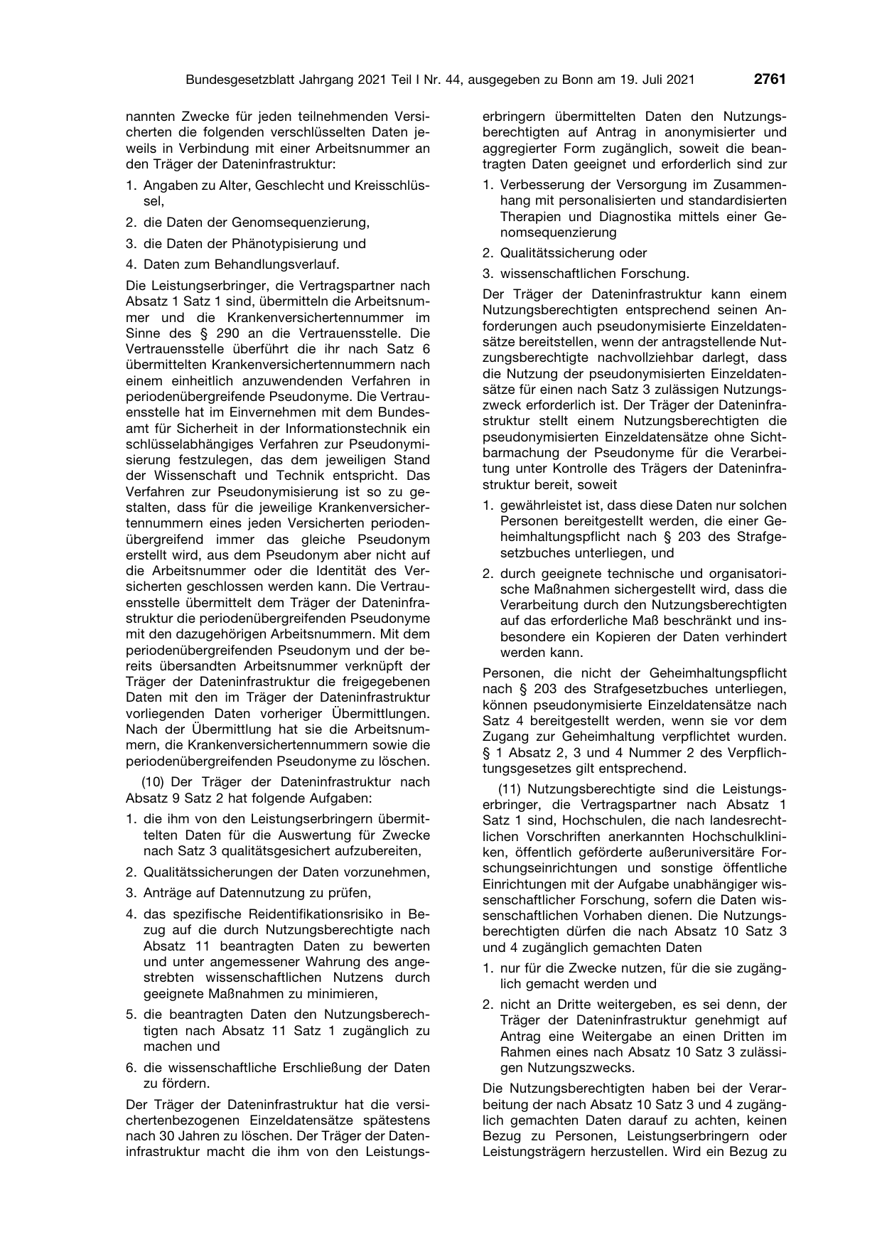 BGBl. 2021, Seite 2761 — Originalseite als Abbildung