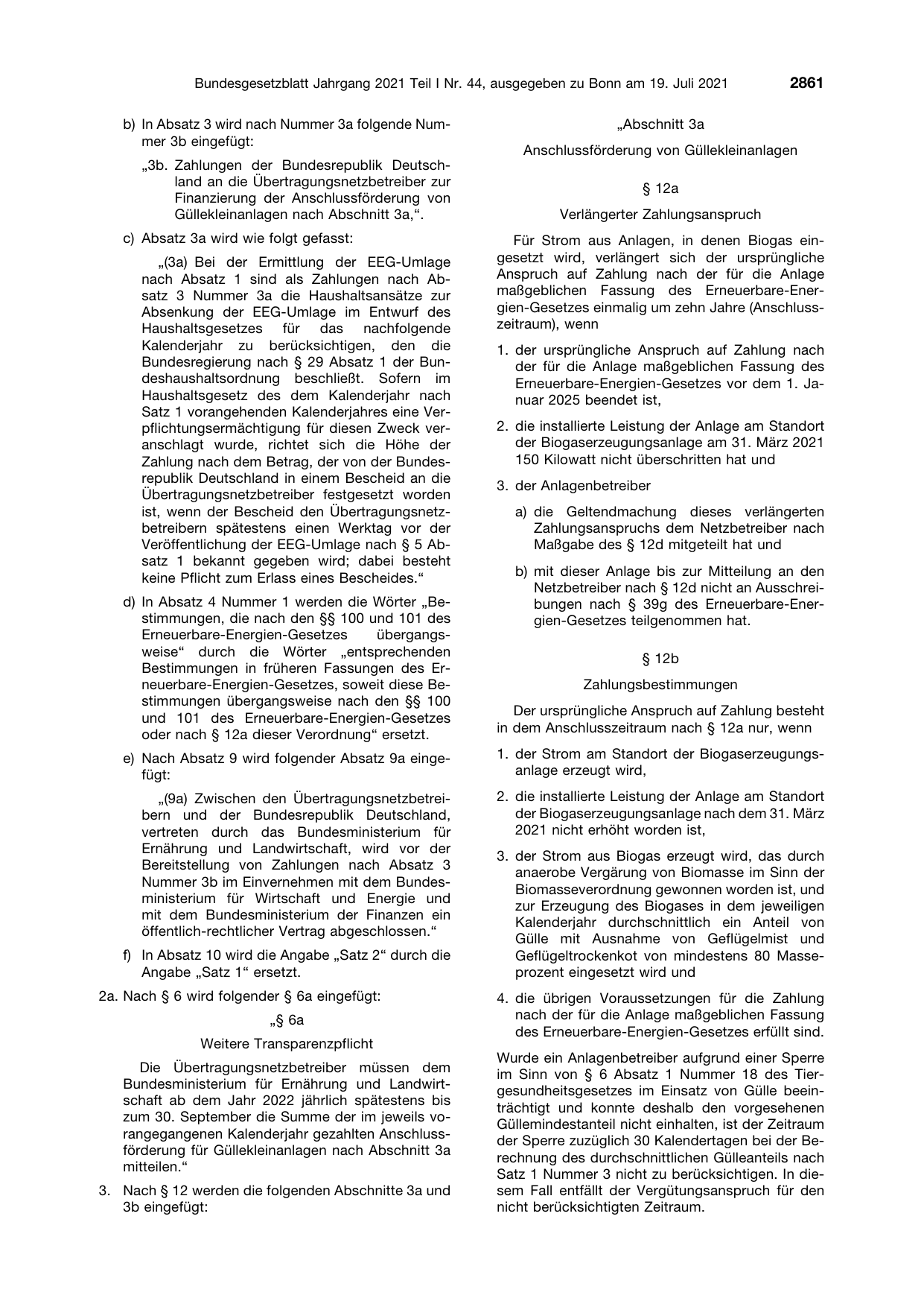 BGBl. 2021, Seite 2861 — Originalseite als Abbildung