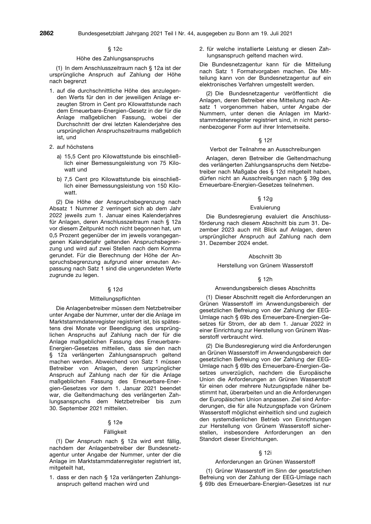 BGBl. 2021, Seite 2862 — Originalseite als Abbildung