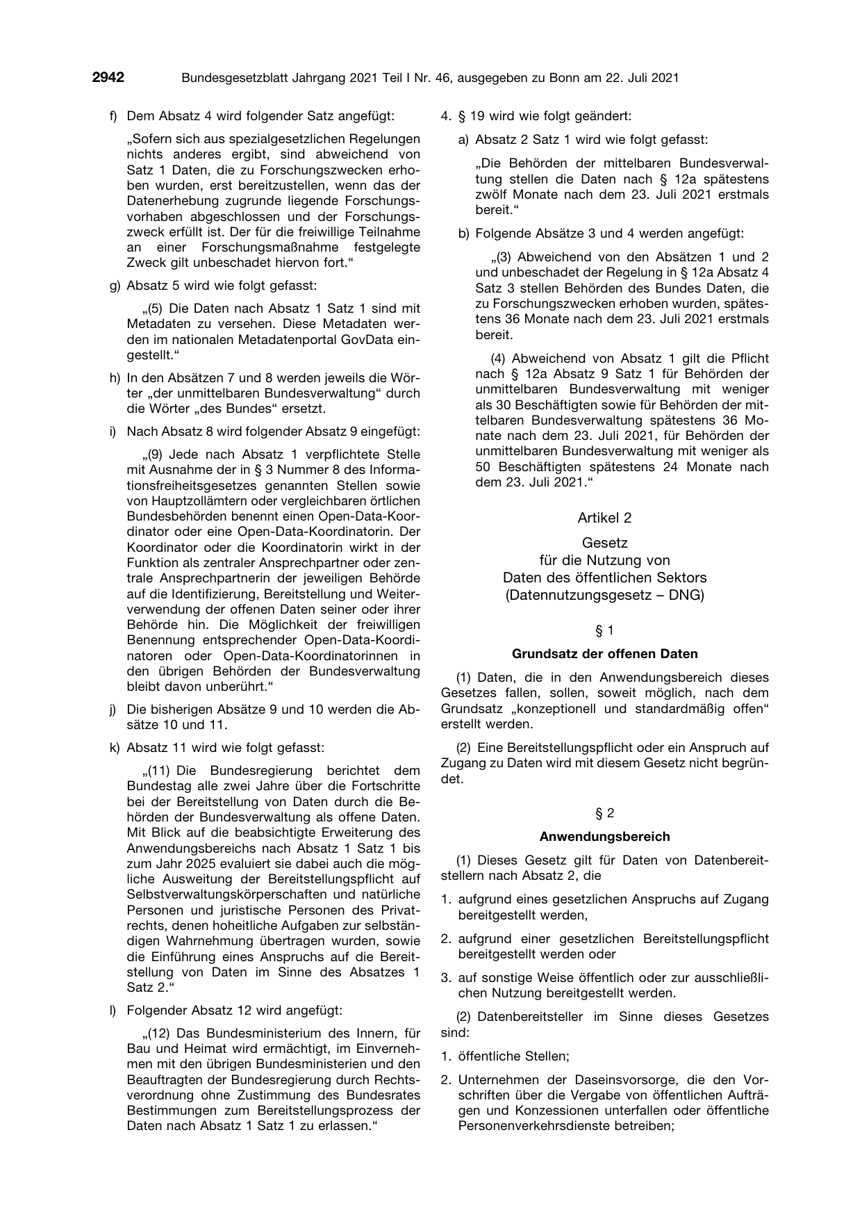 BGBl. 2021, Seite 2942 — Originalseite als Abbildung