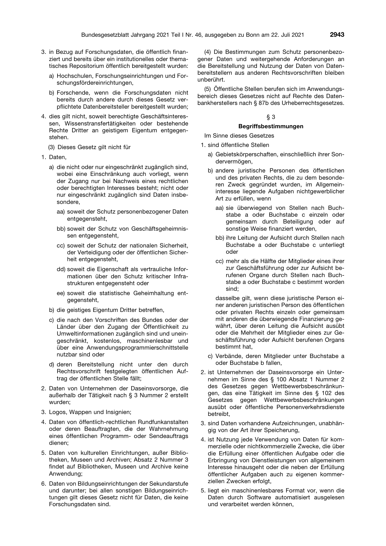 BGBl. 2021, Seite 2943 — Originalseite als Abbildung