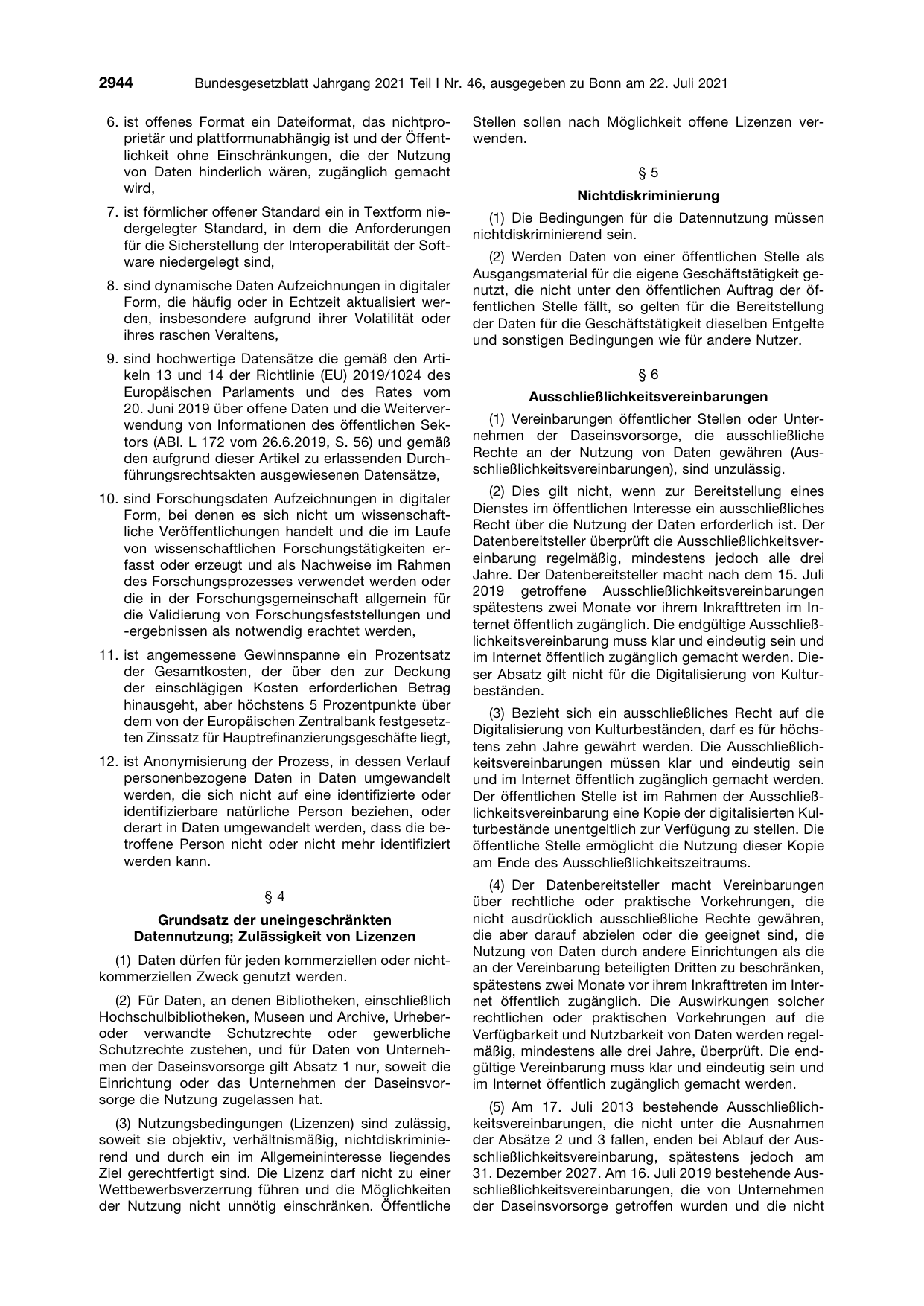 BGBl. 2021, Seite 2944 — Originalseite als Abbildung