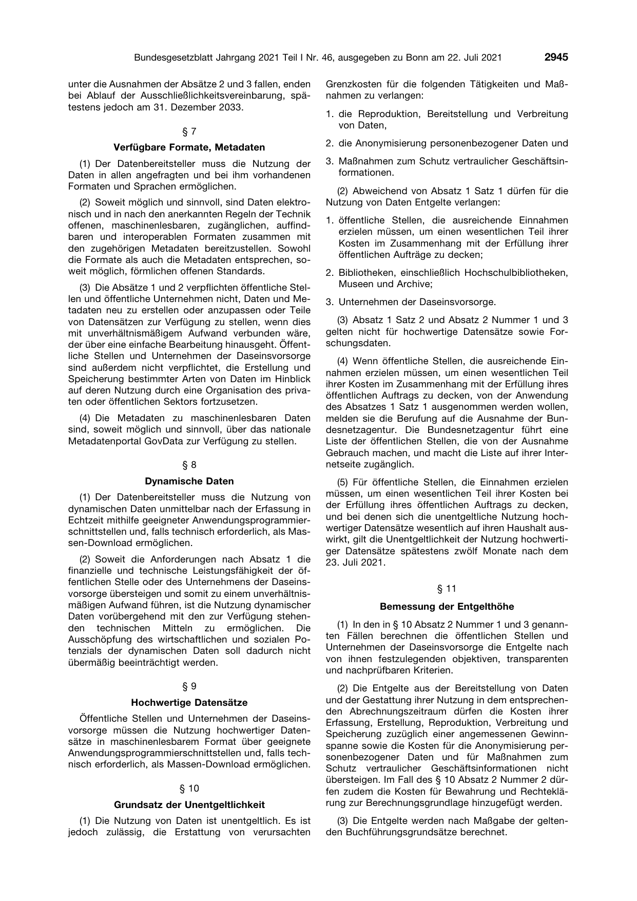 BGBl. 2021, Seite 2945 — Originalseite als Abbildung