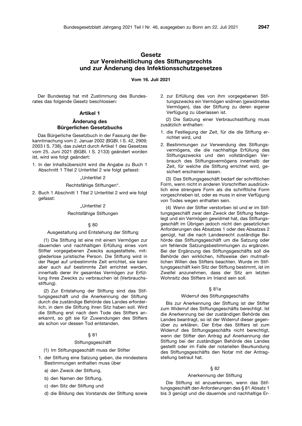 BGBl. 2021, Seite 2947 — Originalseite als Abbildung