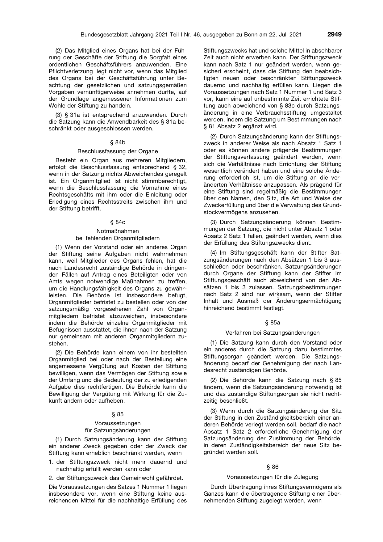 BGBl. 2021, Seite 2949 — Originalseite als Abbildung