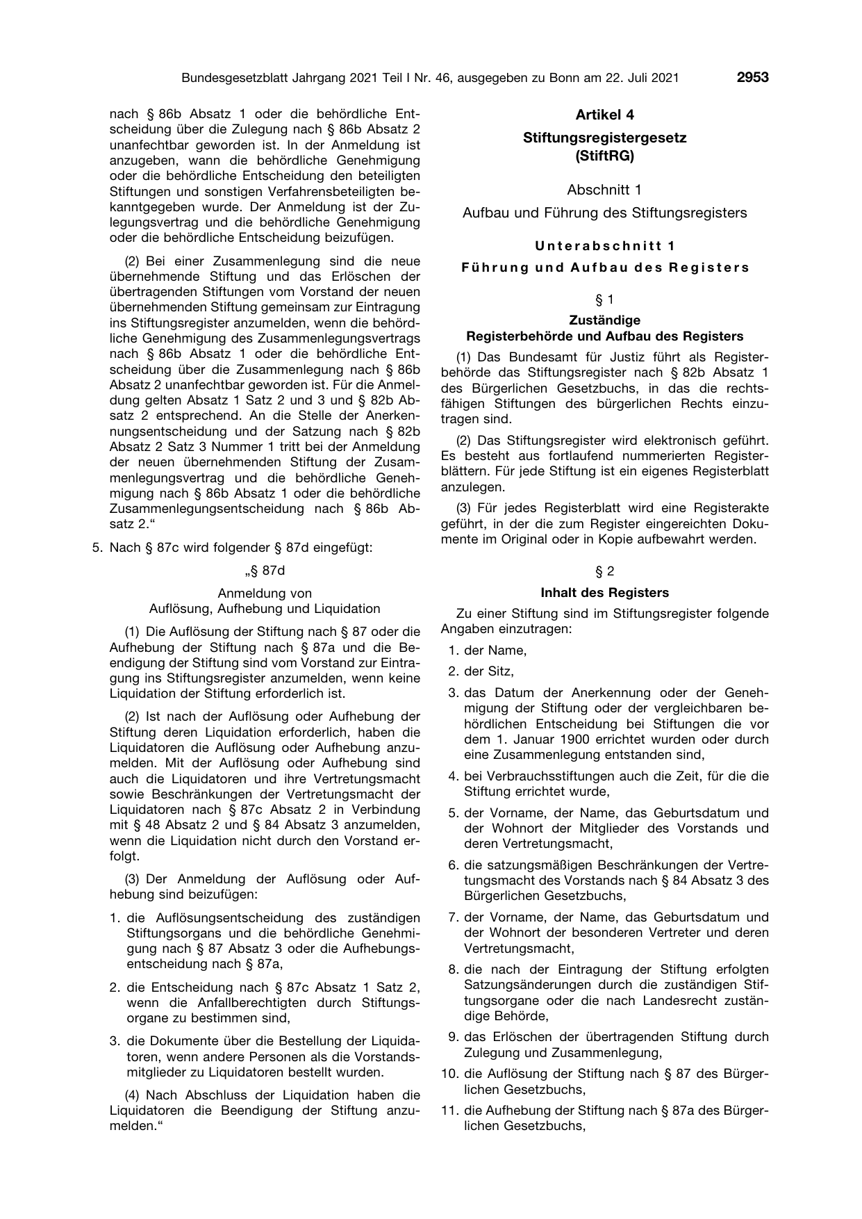 BGBl. 2021, Seite 2953 — Originalseite als Abbildung