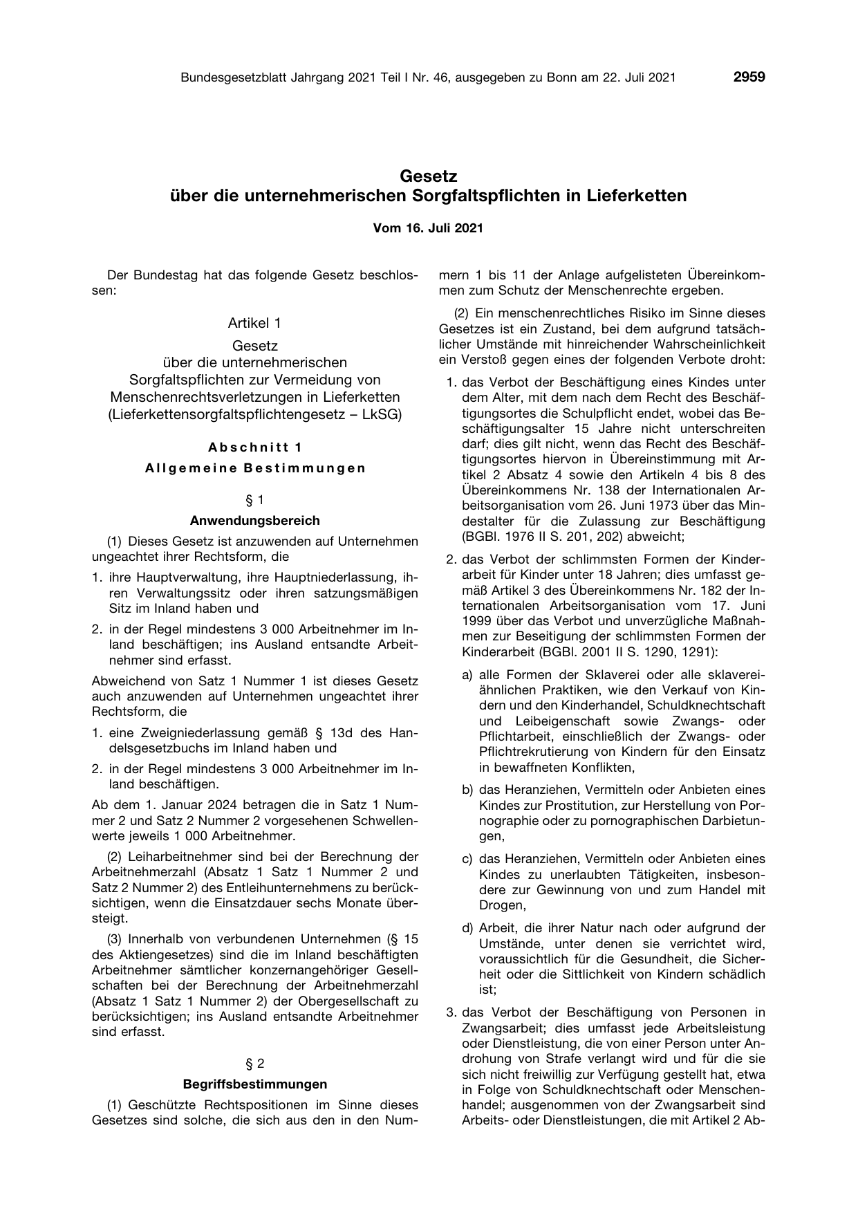 BGBl. 2021, Seite 2959 — Originalseite als Abbildung