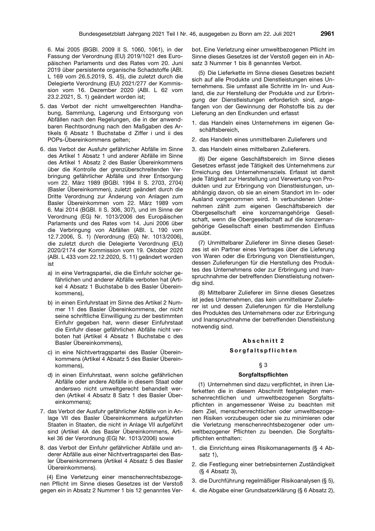 BGBl. 2021, Seite 2961 — Originalseite als Abbildung