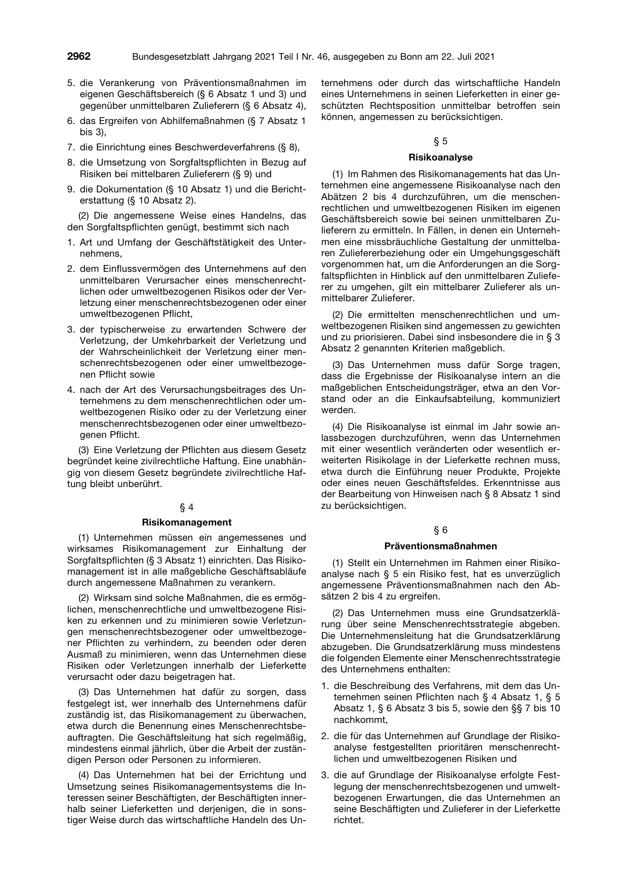 BGBl. 2021, Seite 2962 — Originalseite als Abbildung