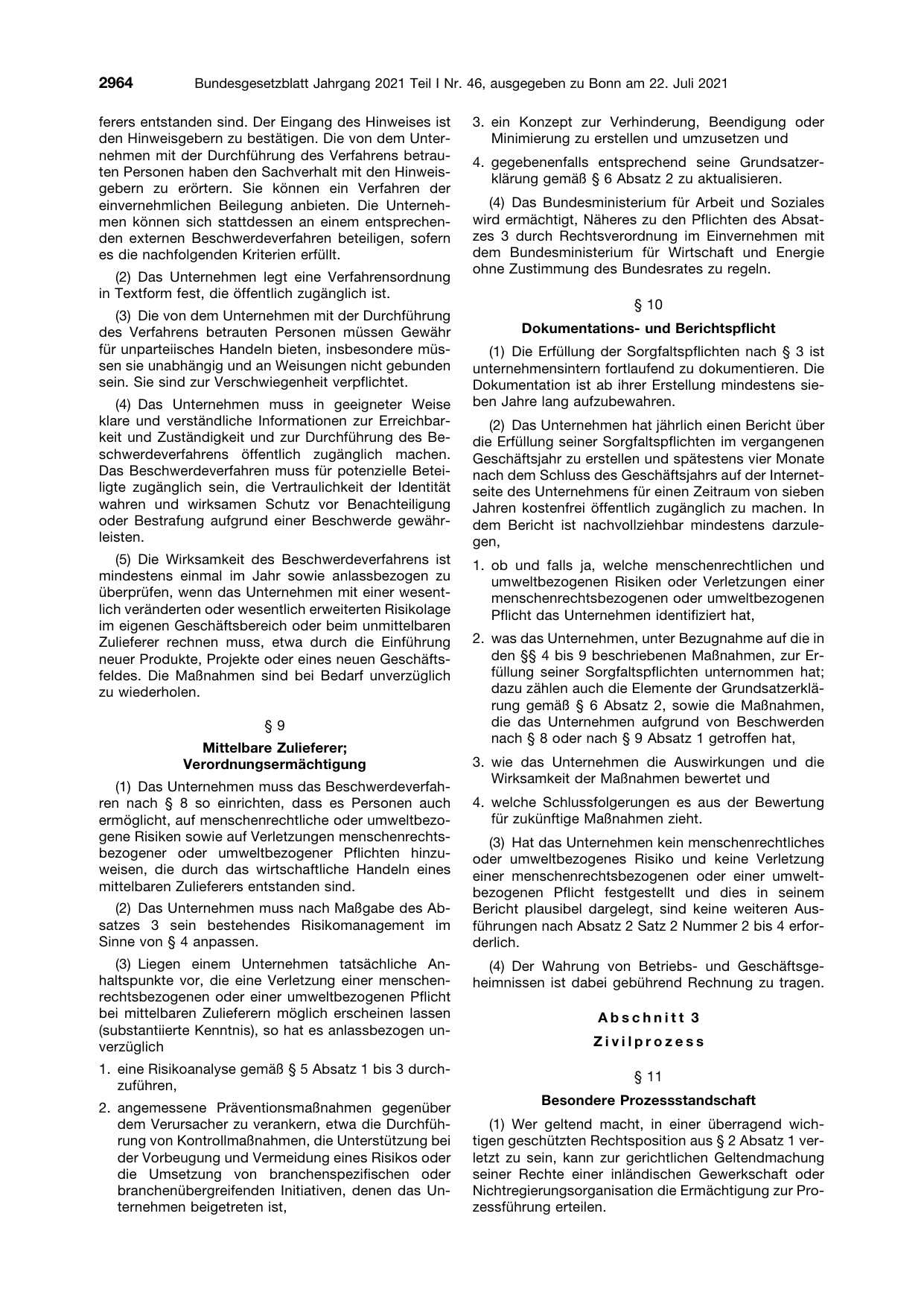 BGBl. 2021, Seite 2964 — Originalseite als Abbildung