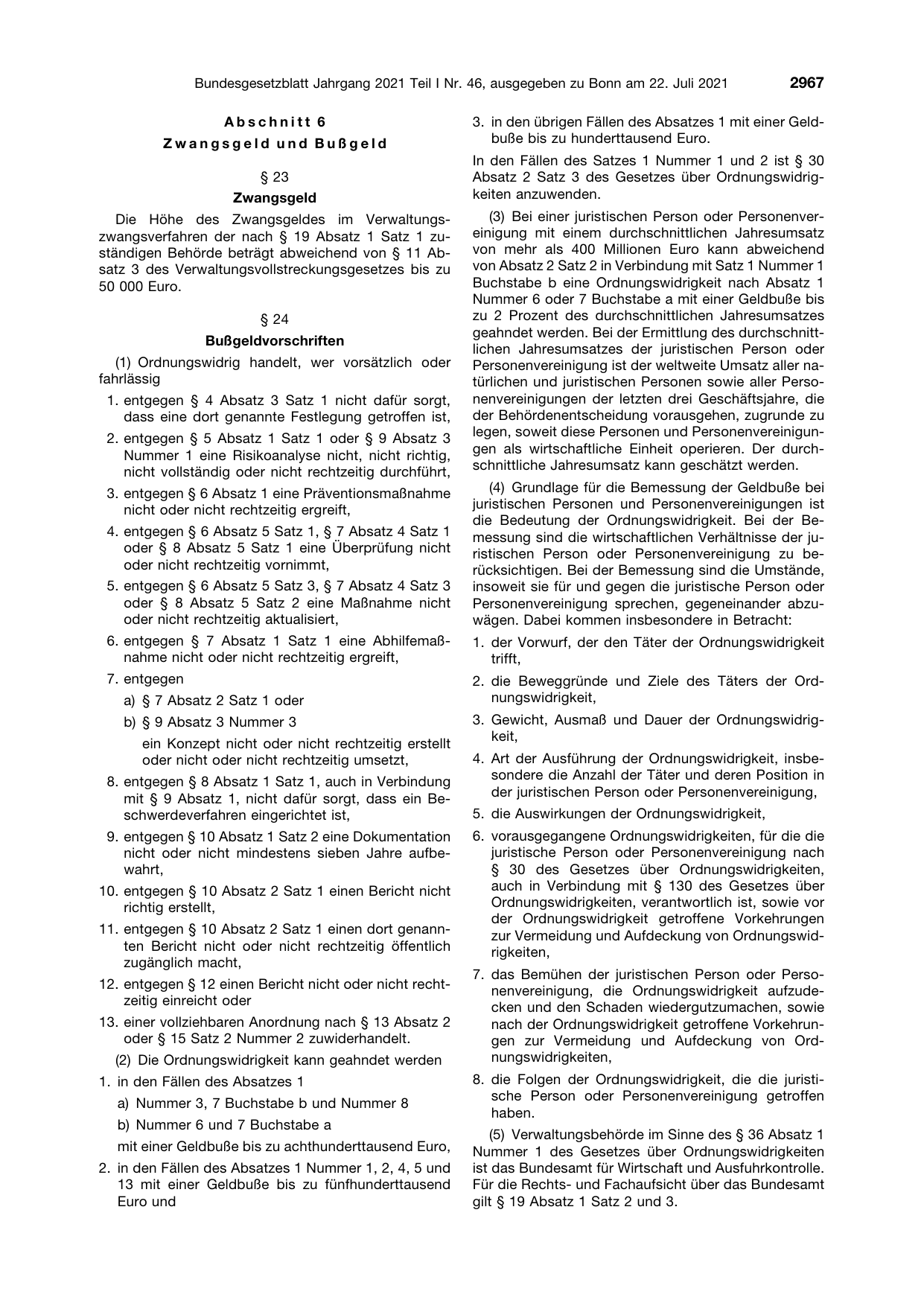 BGBl. 2021, Seite 2967 — Originalseite als Abbildung