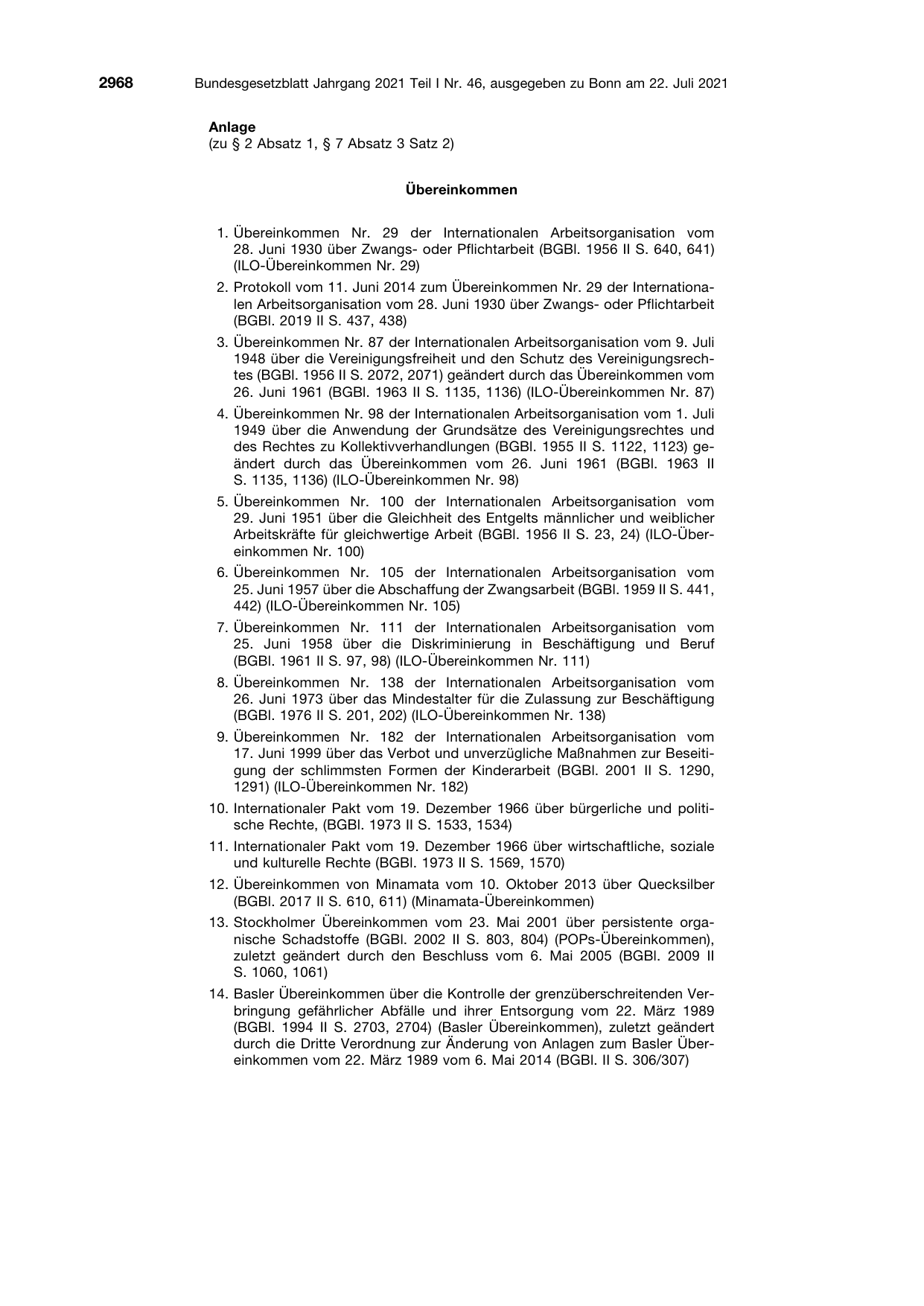 BGBl. 2021, Seite 2968 — Originalseite als Abbildung