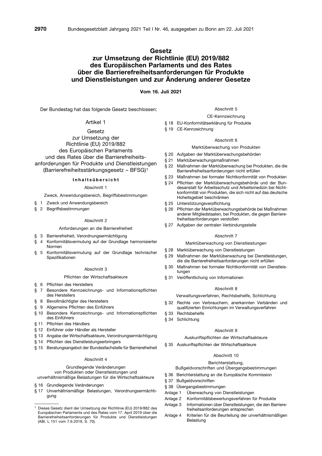 BGBl. 2021, Seite 2970 — Originalseite als Abbildung