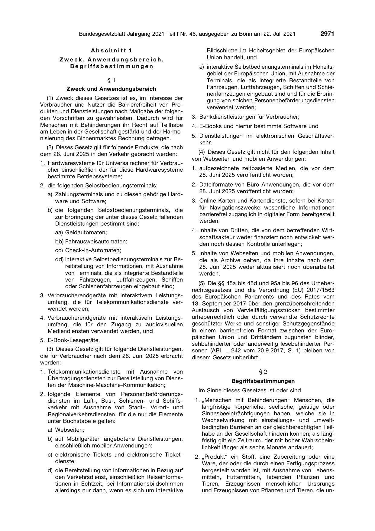 BGBl. 2021, Seite 2971 — Originalseite als Abbildung
