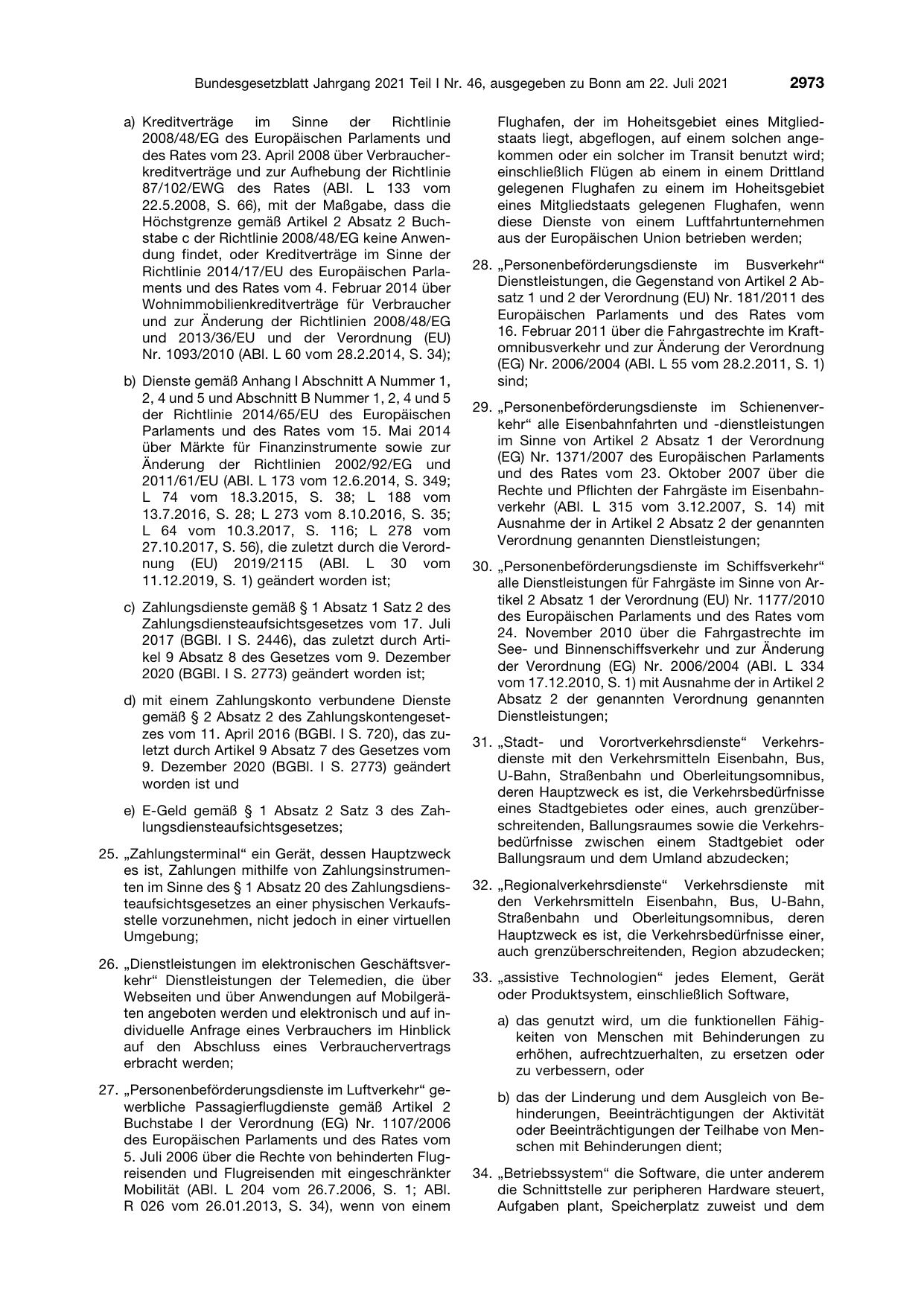 BGBl. 2021, Seite 2973 — Originalseite als Abbildung