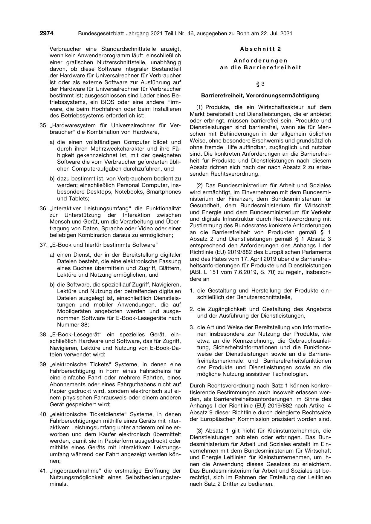 BGBl. 2021, Seite 2974 — Originalseite als Abbildung