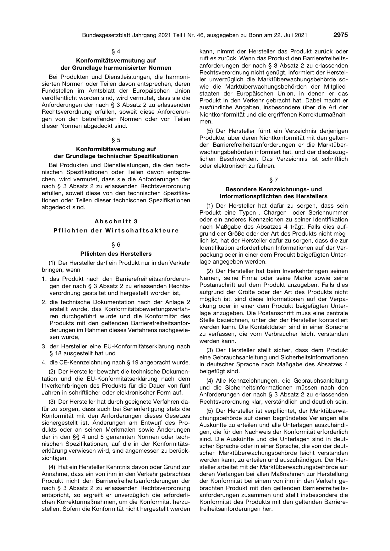 BGBl. 2021, Seite 2975 — Originalseite als Abbildung