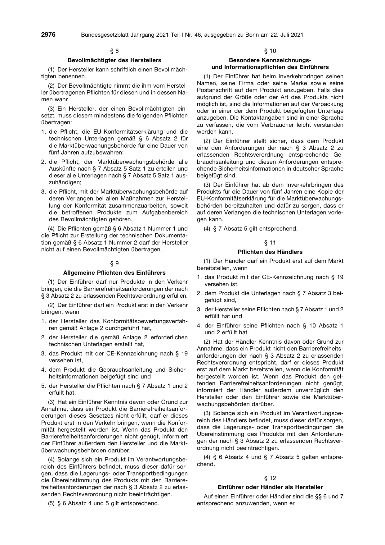 BGBl. 2021, Seite 2976 — Originalseite als Abbildung