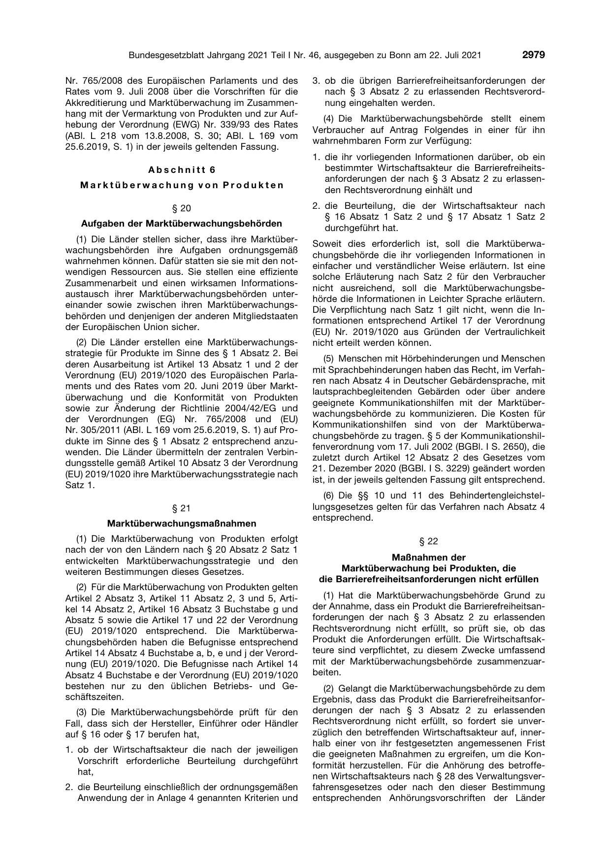 BGBl. 2021, Seite 2979 — Originalseite als Abbildung