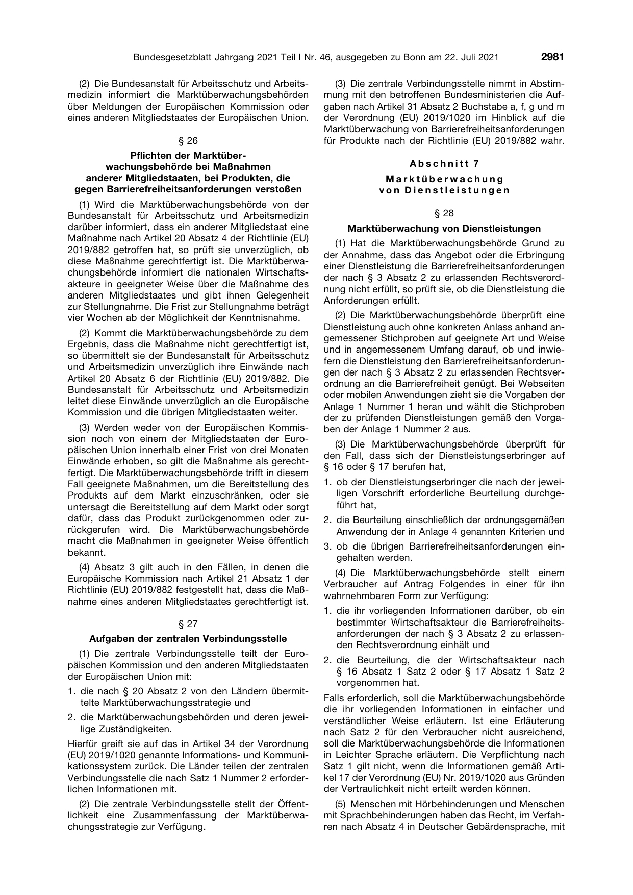 BGBl. 2021, Seite 2981 — Originalseite als Abbildung