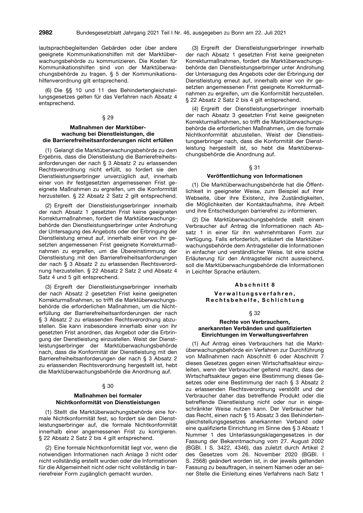 BGBl. 2021, Seite 2982 — Originalseite als Abbildung