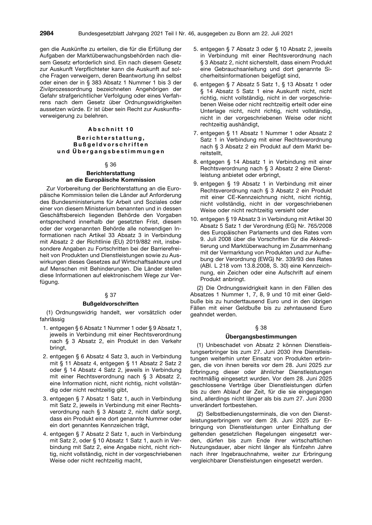BGBl. 2021, Seite 2984 — Originalseite als Abbildung