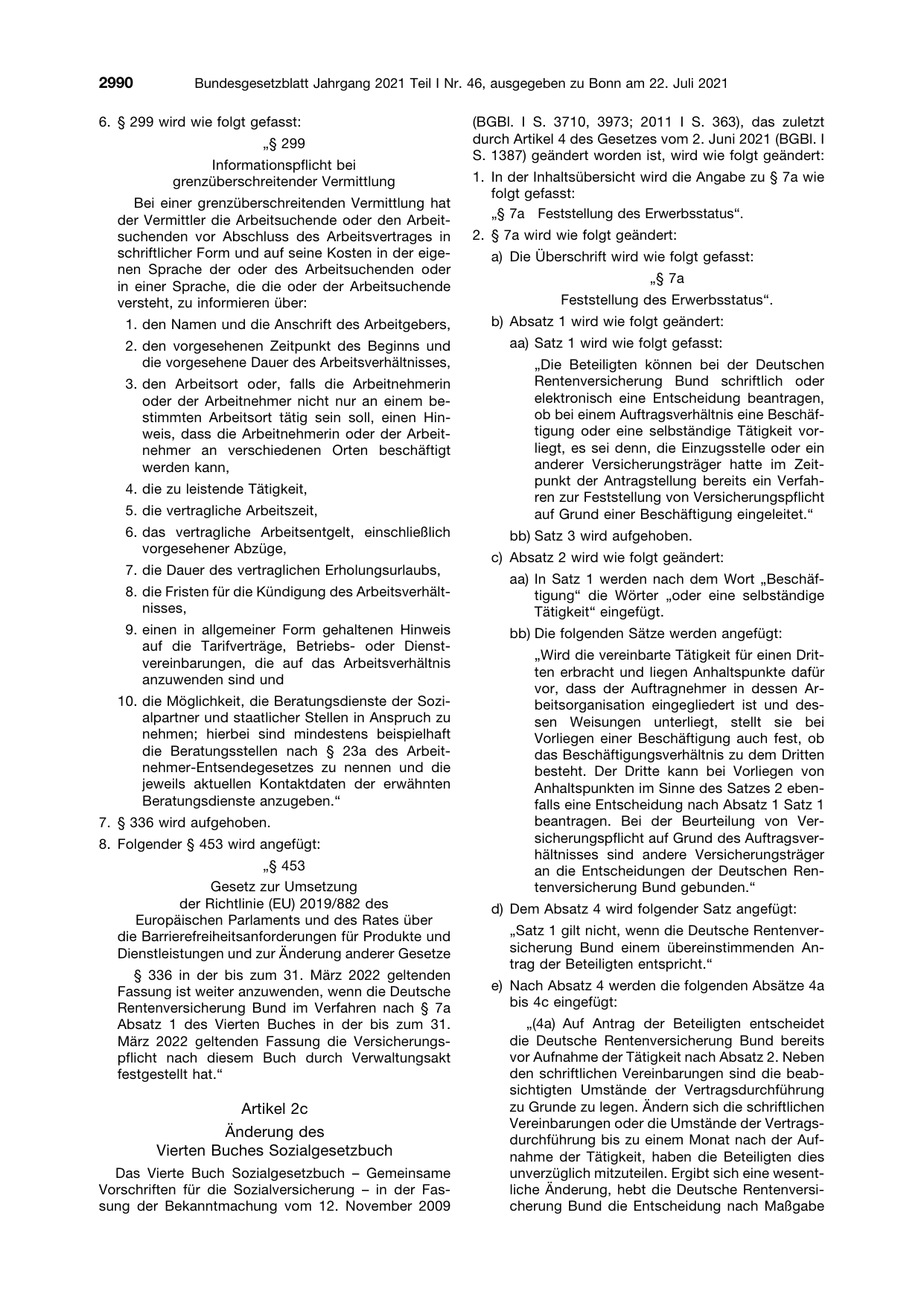 BGBl. 2021, Seite 2990 — Originalseite als Abbildung