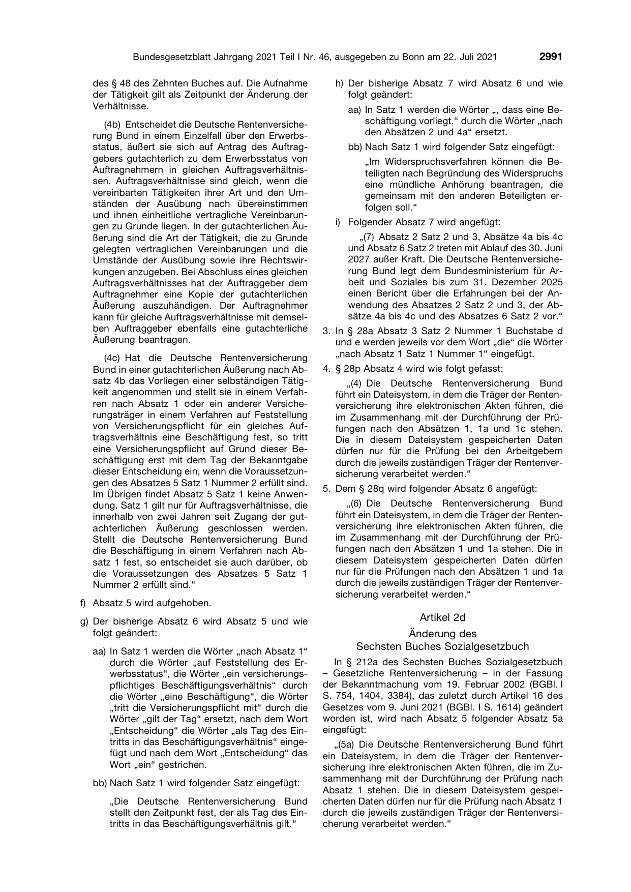 BGBl. 2021, Seite 2991 — Originalseite als Abbildung