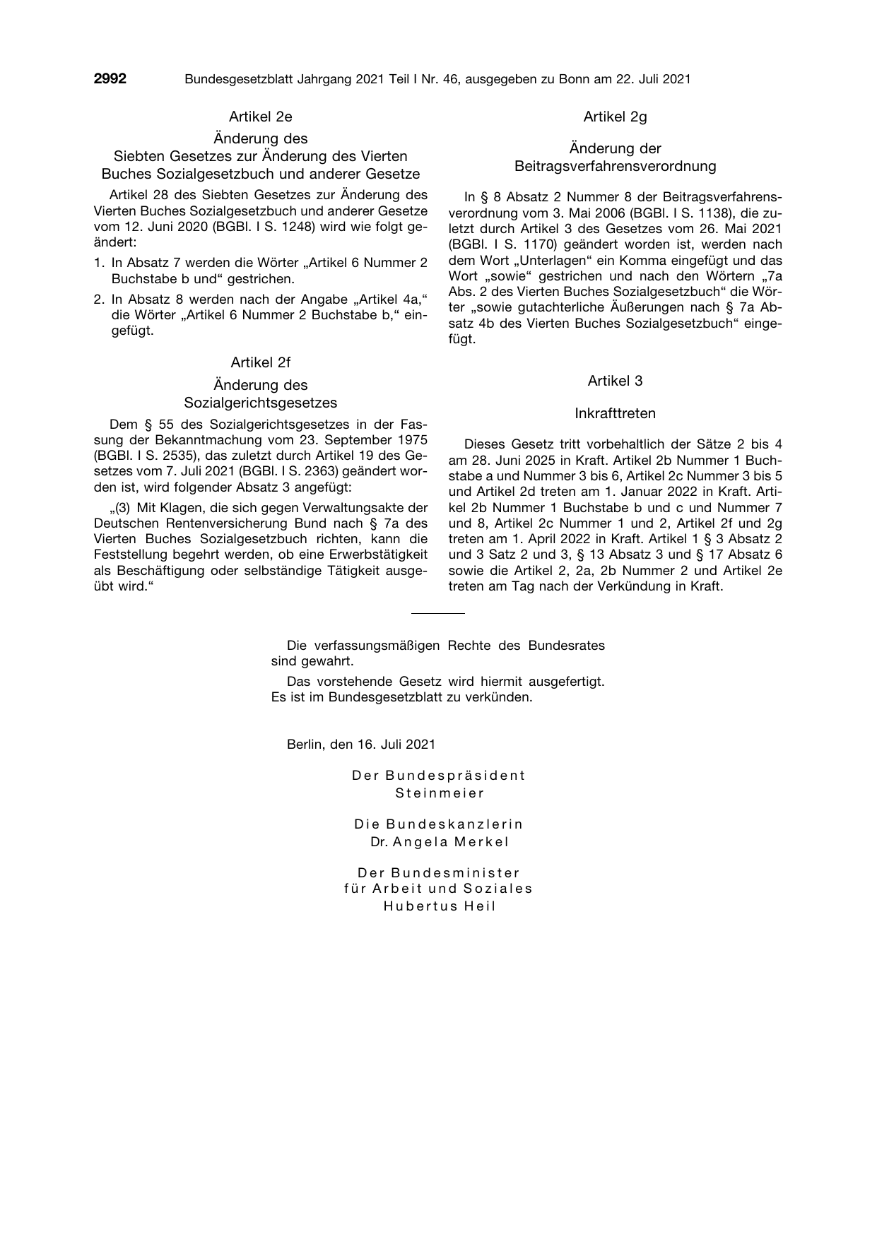 BGBl. 2021, Seite 2992 — Originalseite als Abbildung
