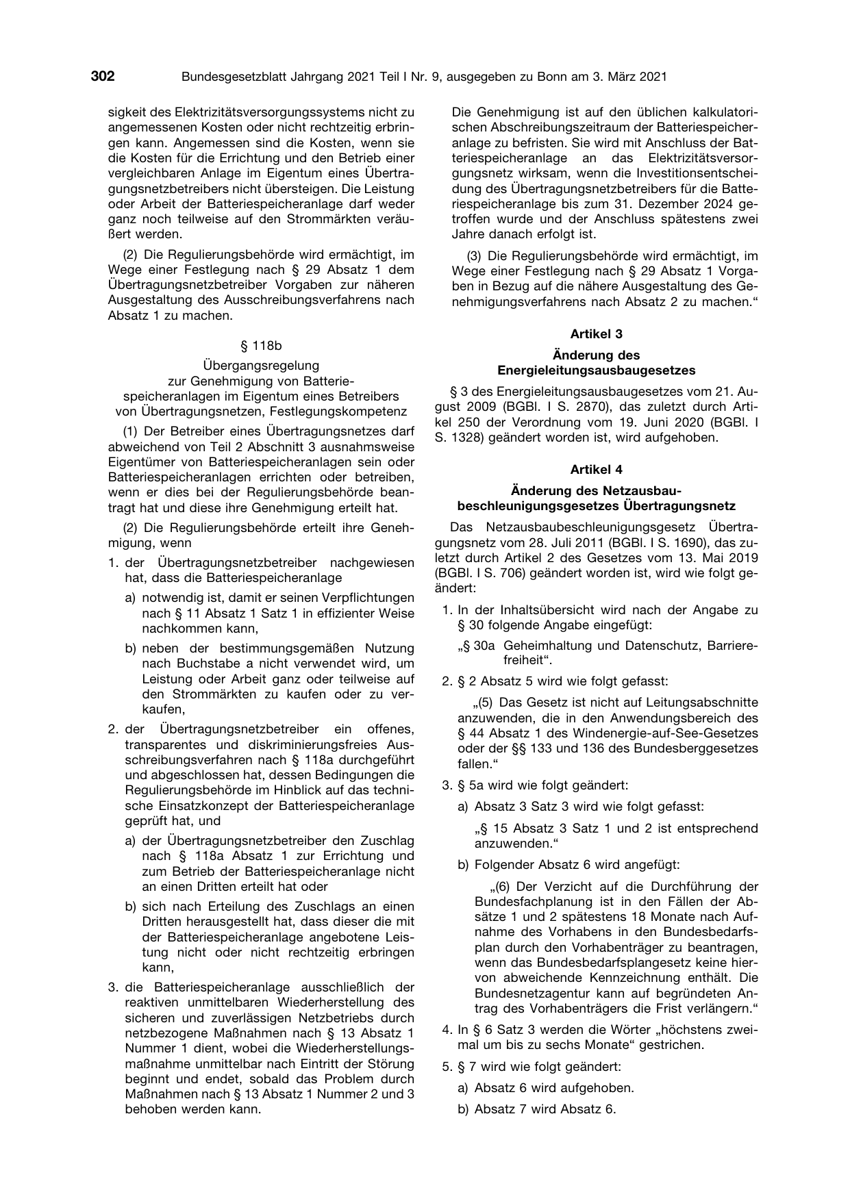BGBl. 2021, Seite 302 — Originalseite als Abbildung