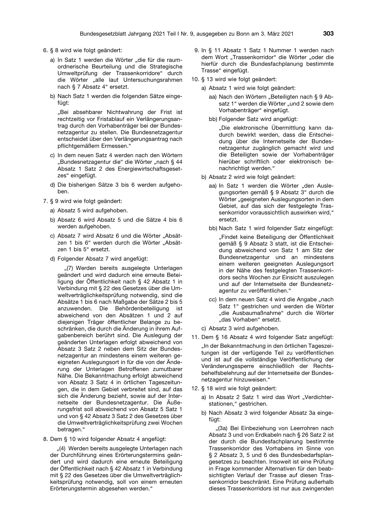 BGBl. 2021, Seite 303 — Originalseite als Abbildung