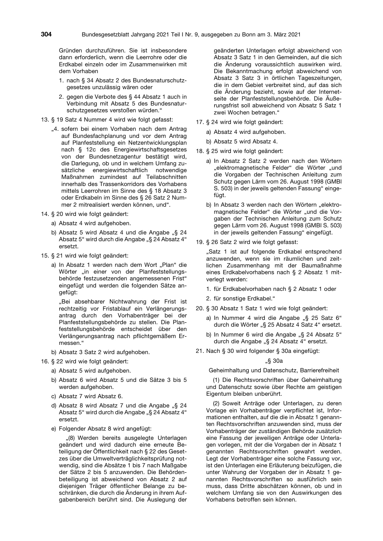 BGBl. 2021, Seite 304 — Originalseite als Abbildung