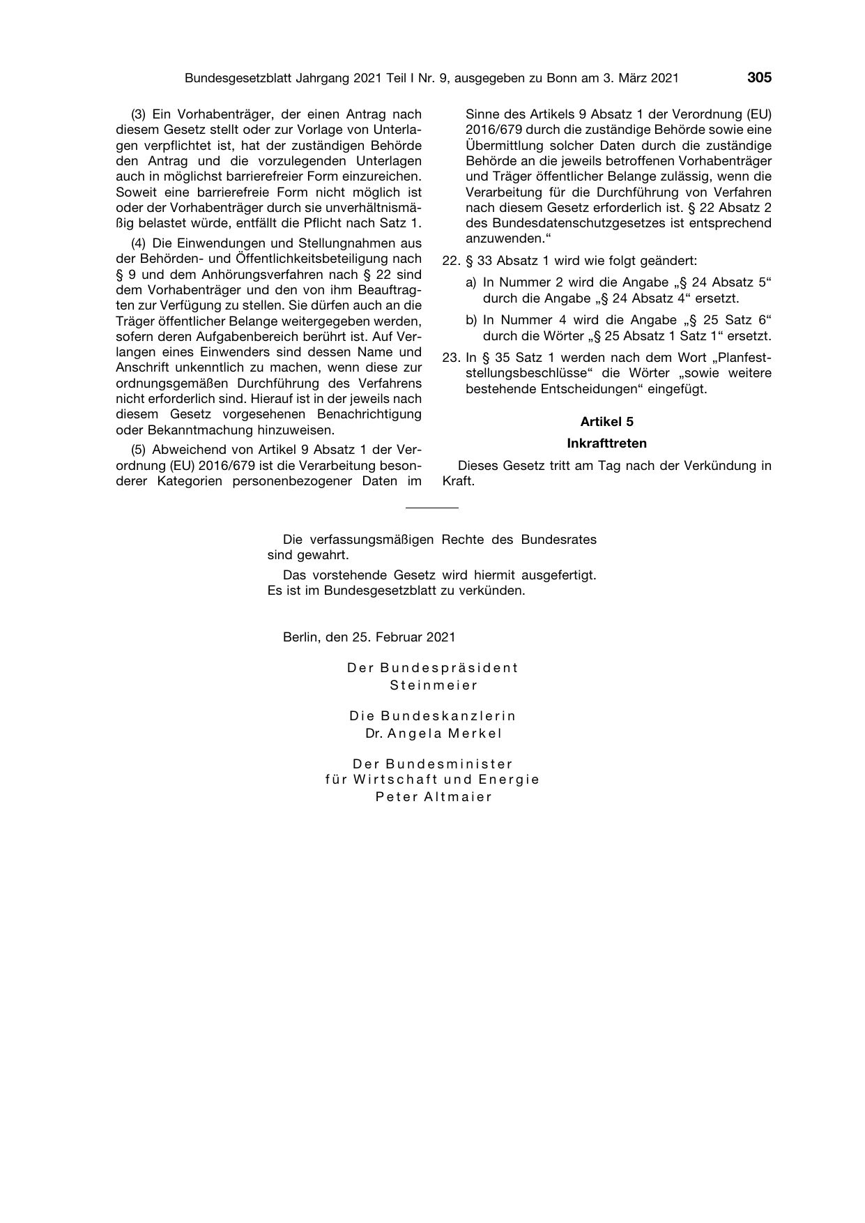BGBl. 2021, Seite 305 — Originalseite als Abbildung