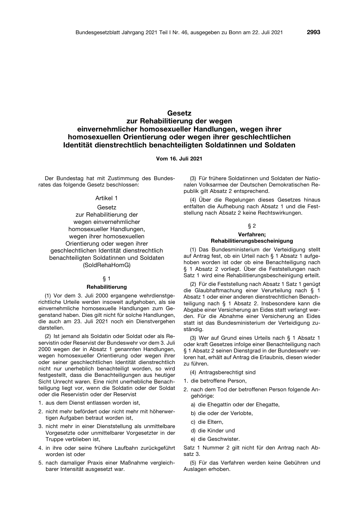 BGBl. 2021, Seite 2993 — Originalseite als Abbildung