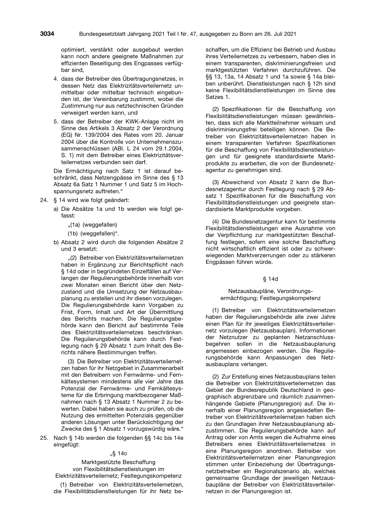BGBl. 2021, Seite 3034 — Originalseite als Abbildung
