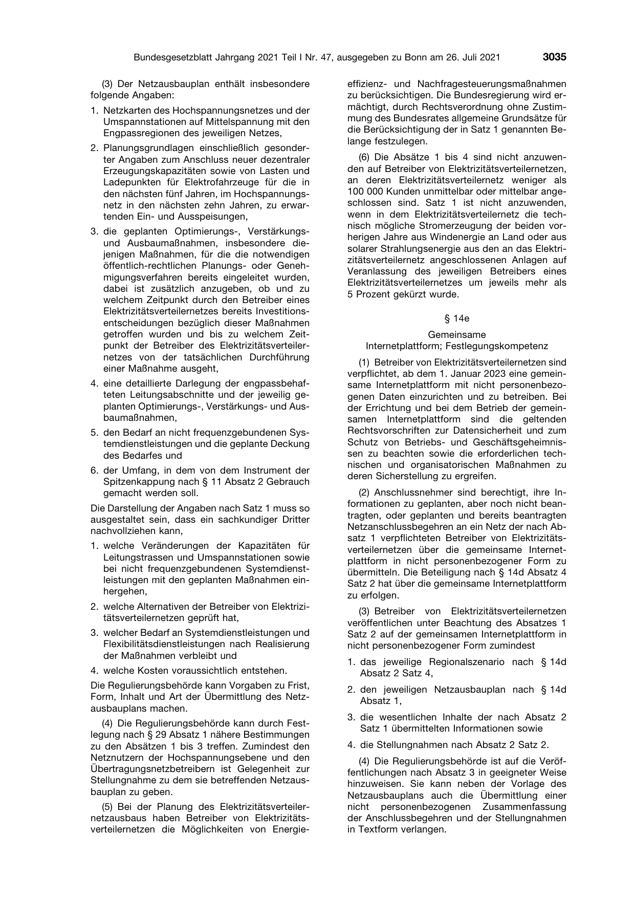 BGBl. 2021, Seite 3035 — Originalseite als Abbildung