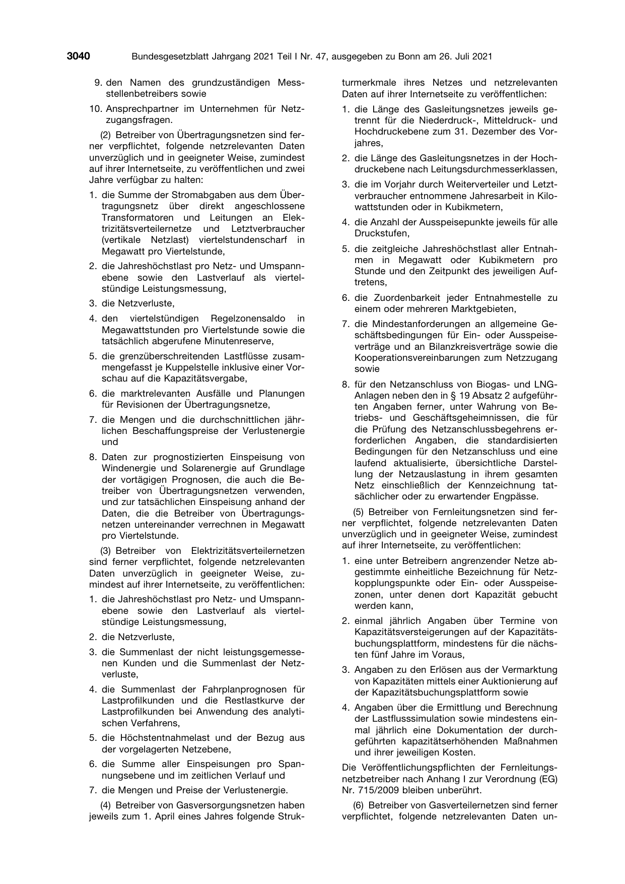 BGBl. 2021, Seite 3040 — Originalseite als Abbildung