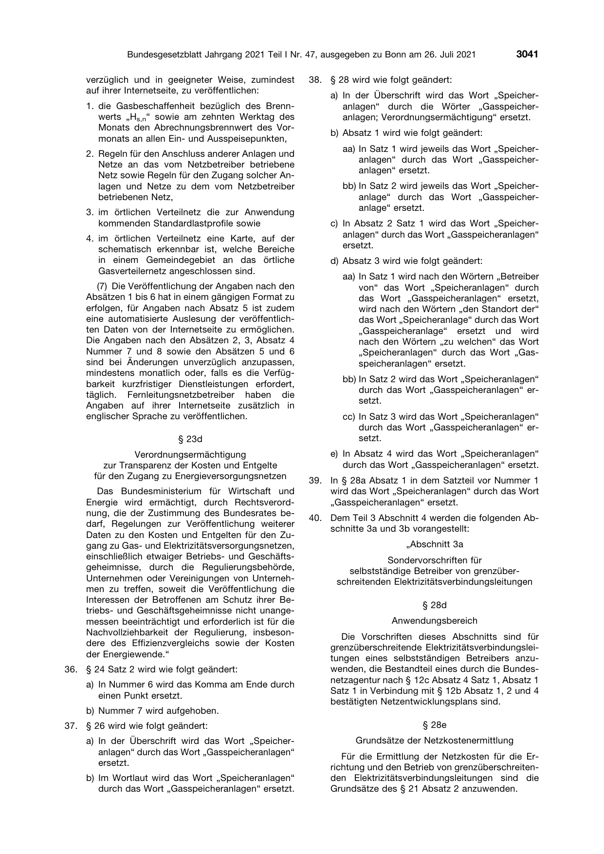 BGBl. 2021, Seite 3041 — Originalseite als Abbildung