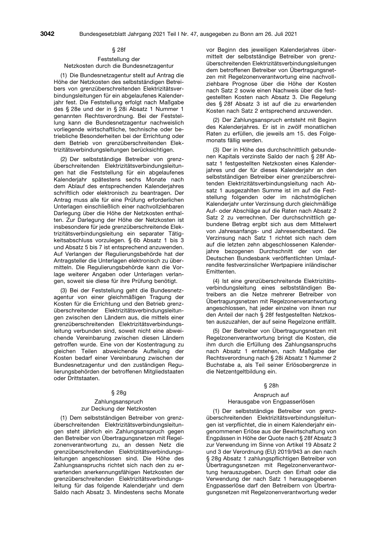 BGBl. 2021, Seite 3042 — Originalseite als Abbildung