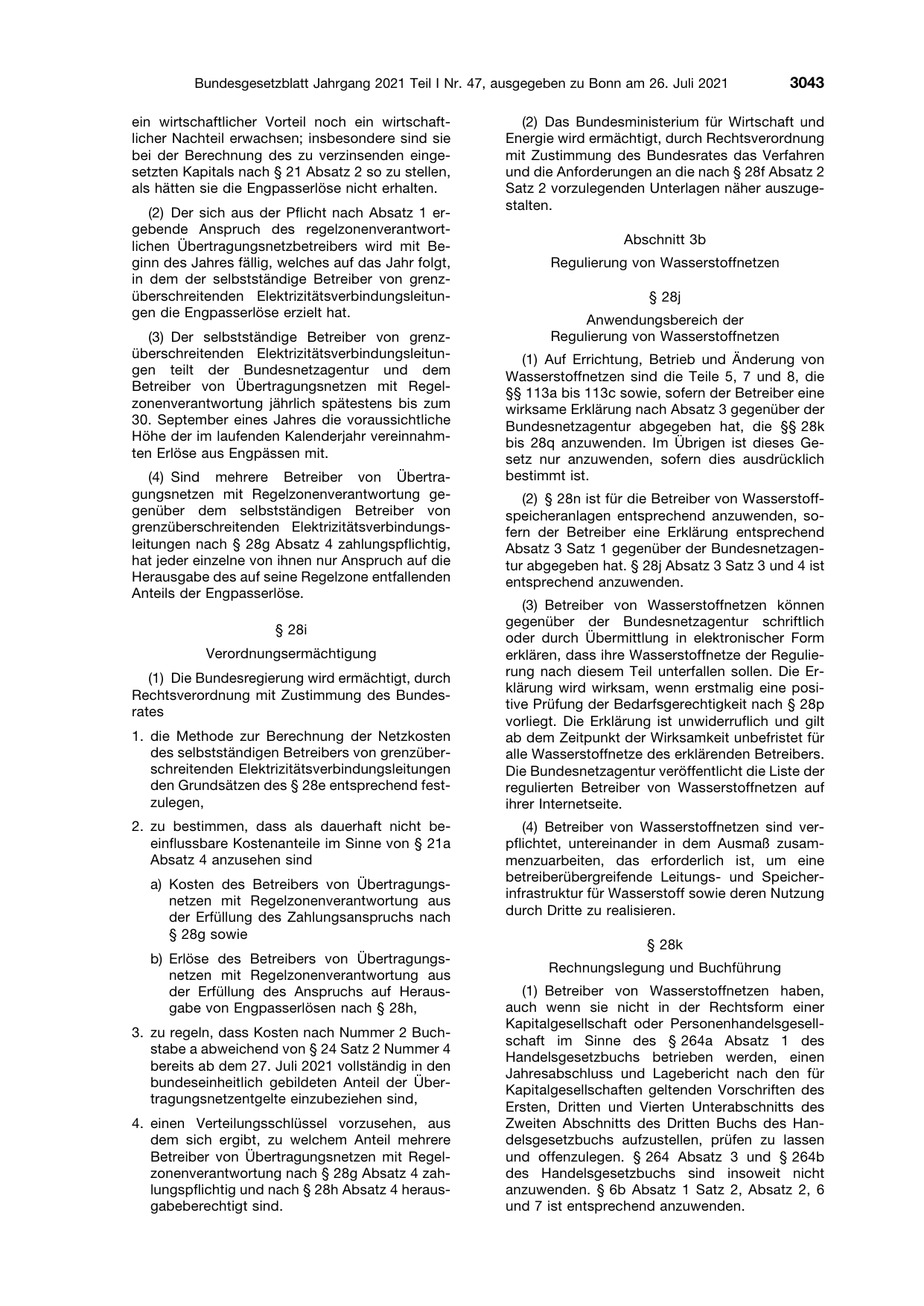 BGBl. 2021, Seite 3043 — Originalseite als Abbildung