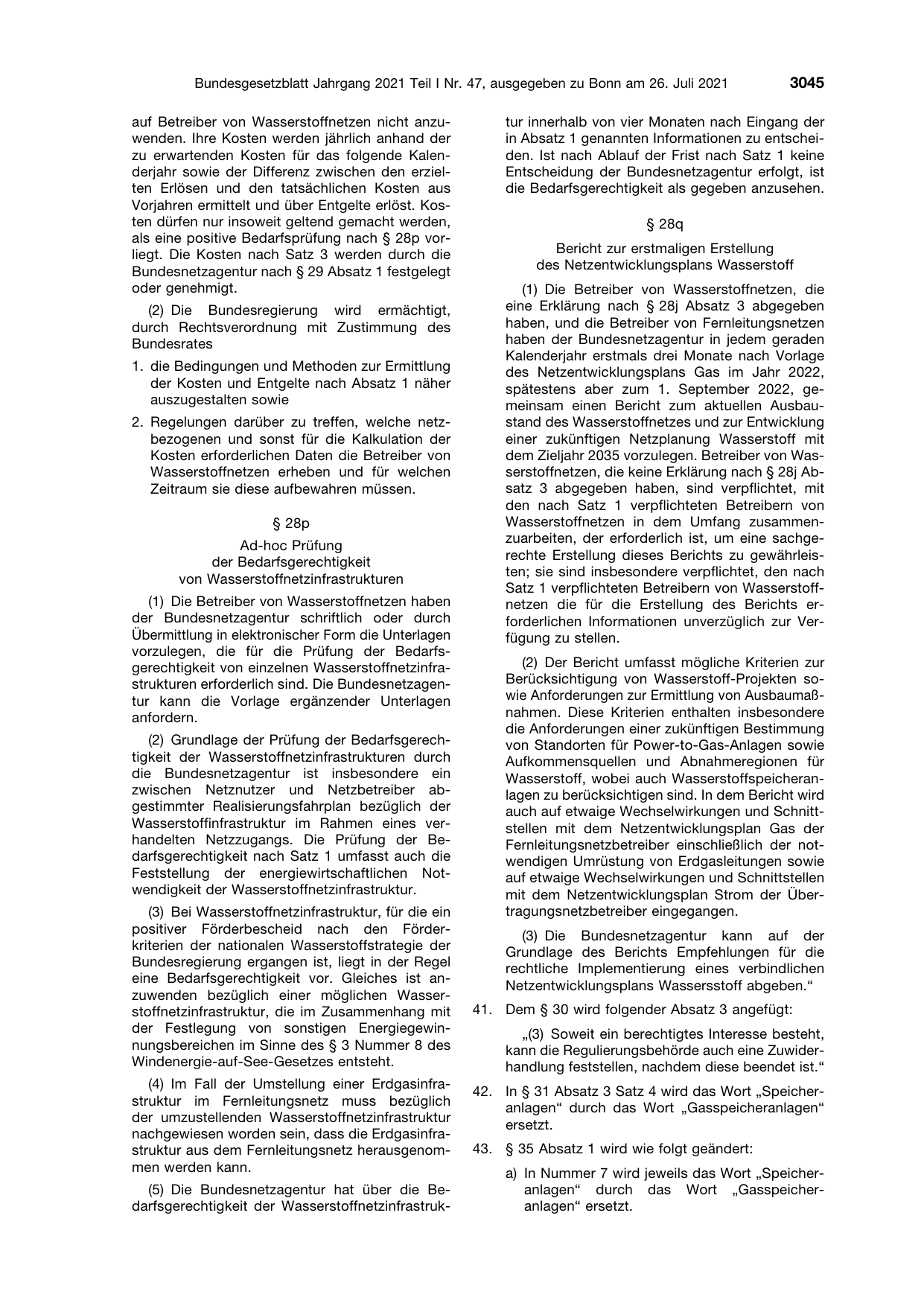 BGBl. 2021, Seite 3045 — Originalseite als Abbildung
