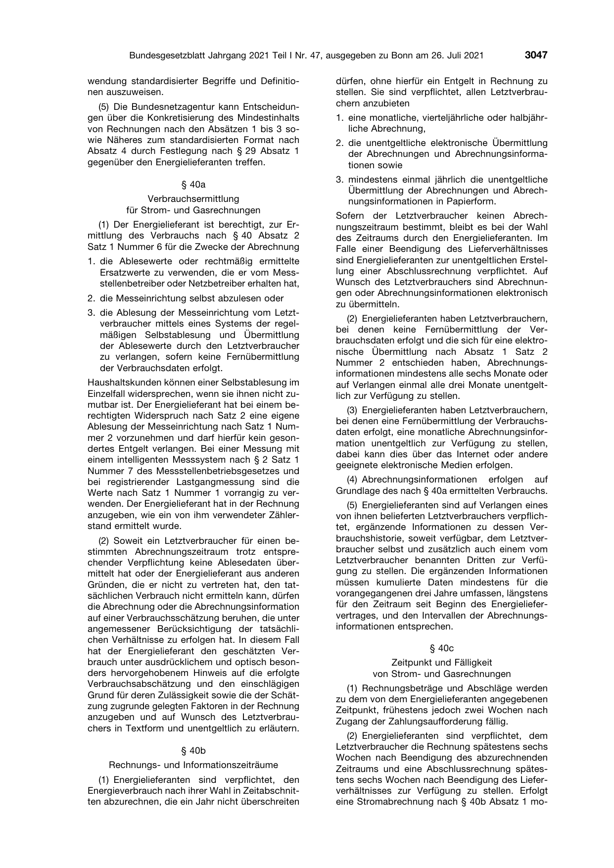 BGBl. 2021, Seite 3047 — Originalseite als Abbildung