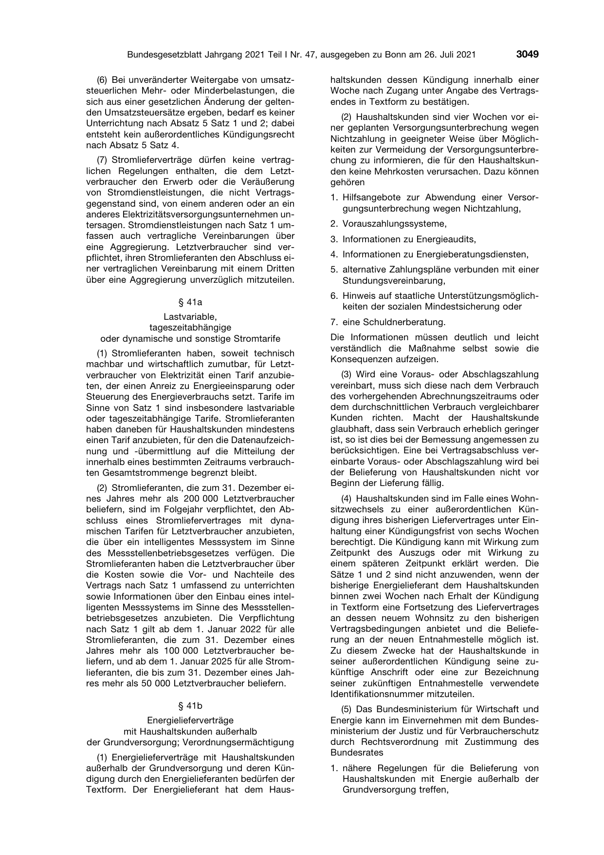BGBl. 2021, Seite 3049 — Originalseite als Abbildung