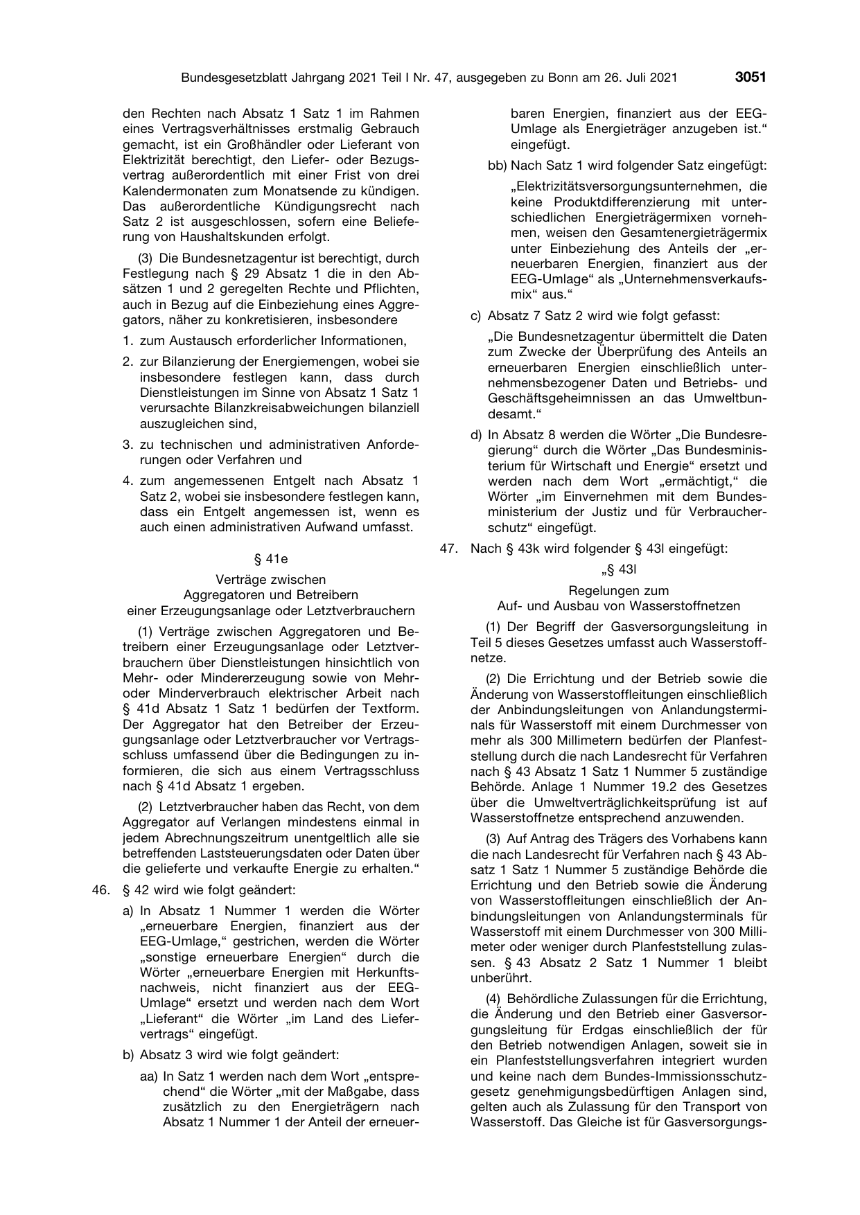 BGBl. 2021, Seite 3051 — Originalseite als Abbildung