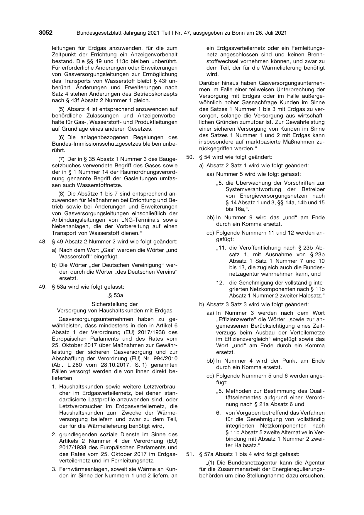 BGBl. 2021, Seite 3052 — Originalseite als Abbildung