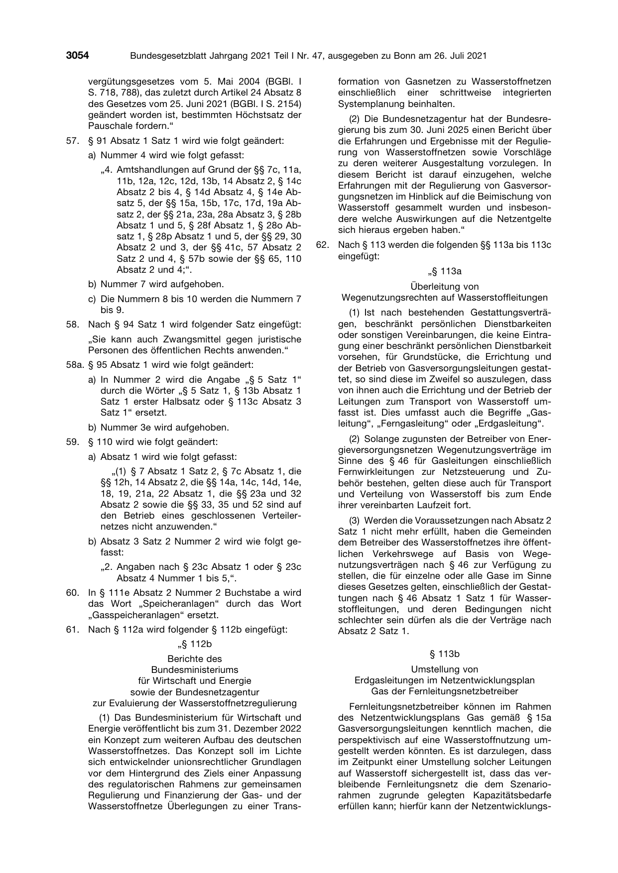 BGBl. 2021, Seite 3054 — Originalseite als Abbildung