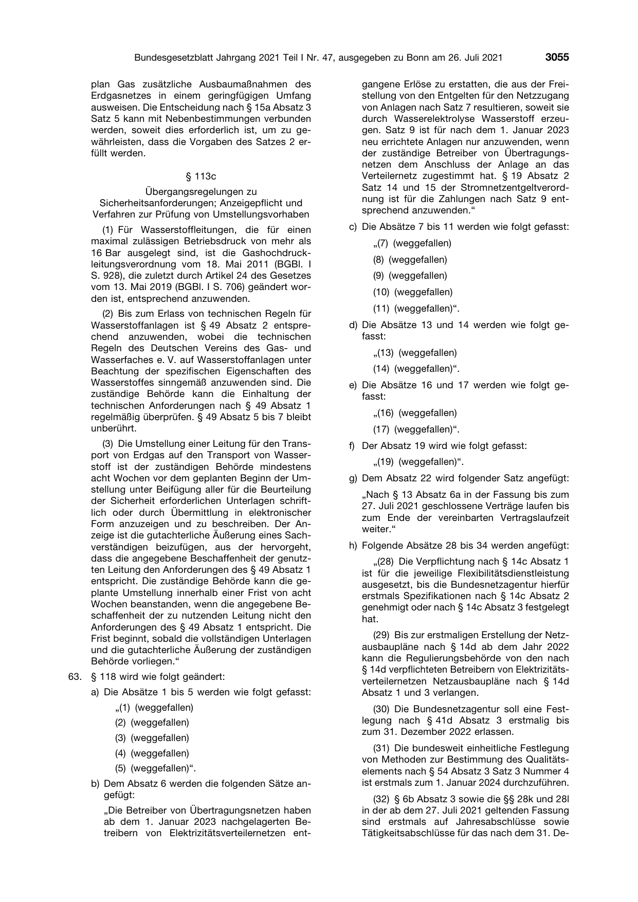 BGBl. 2021, Seite 3055 — Originalseite als Abbildung