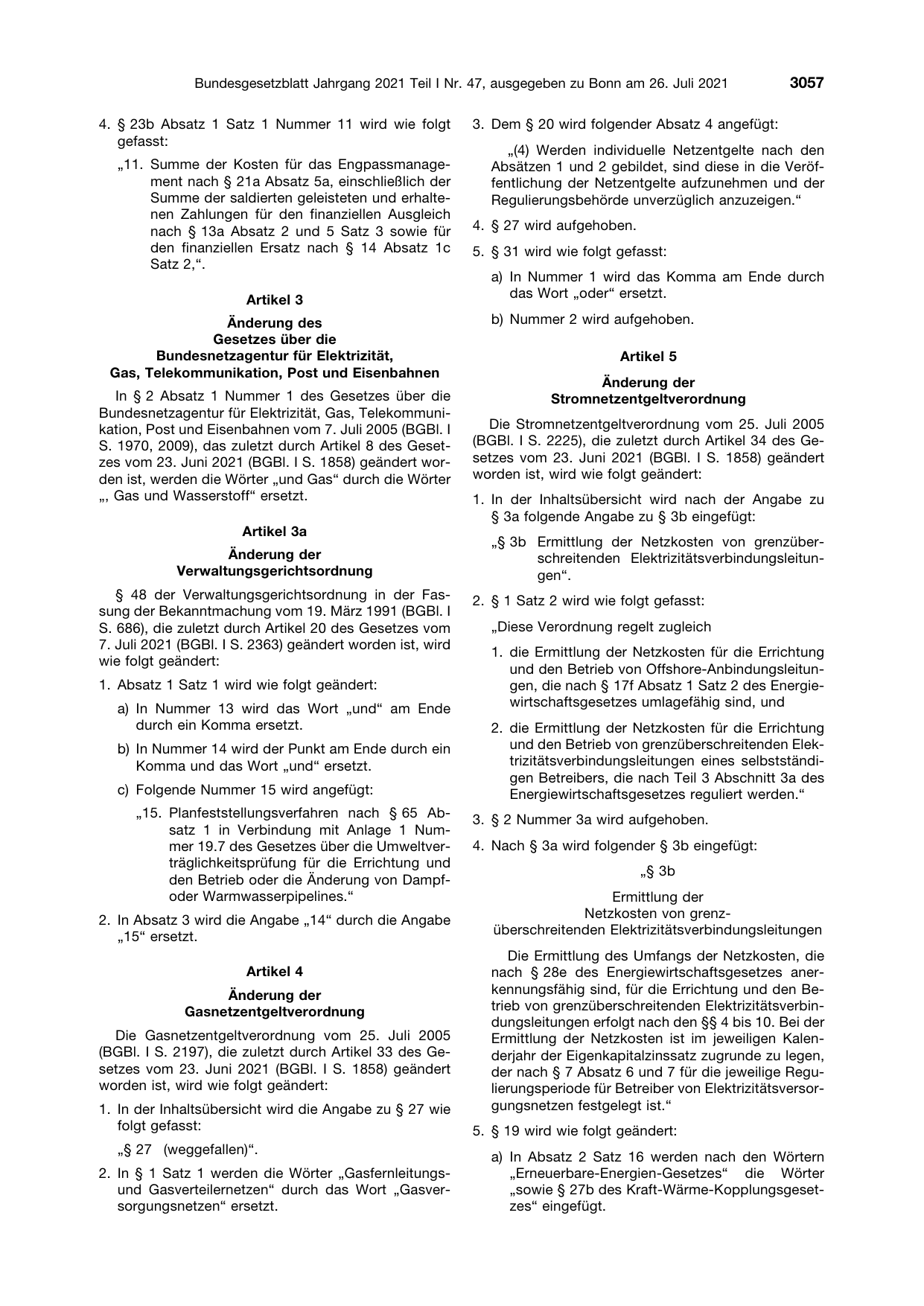 BGBl. 2021, Seite 3057 — Originalseite als Abbildung