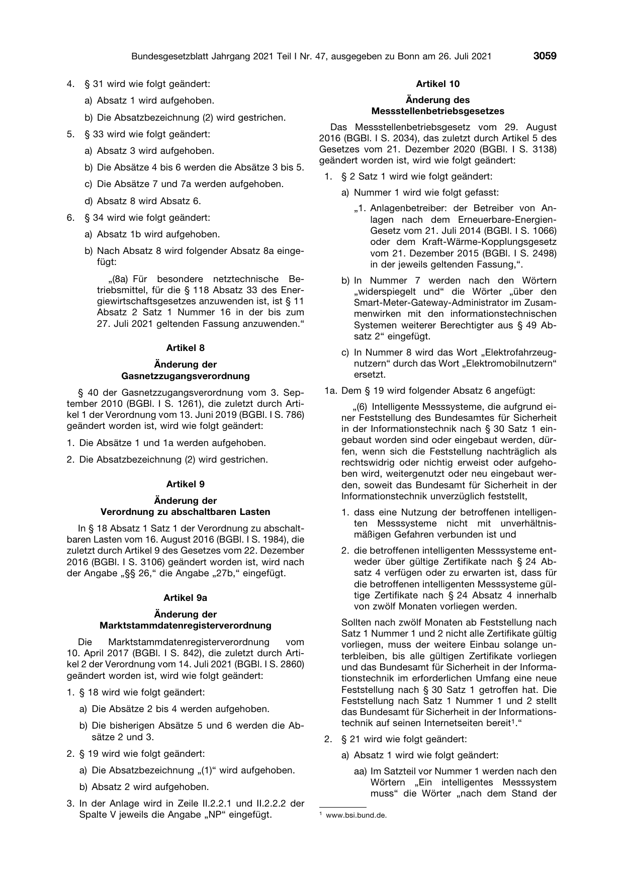BGBl. 2021, Seite 3059 — Originalseite als Abbildung