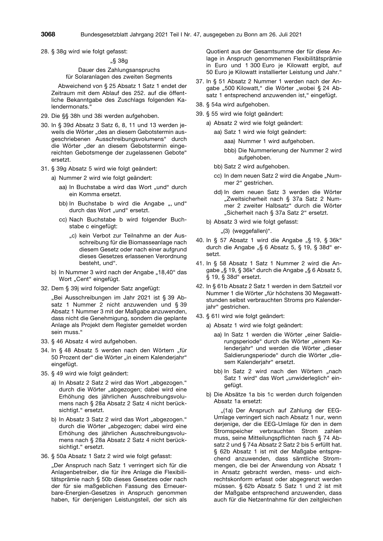 BGBl. 2021, Seite 3068 — Originalseite als Abbildung